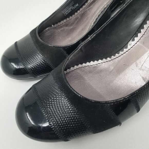 FRANCO SARTO BLACK LEATHER HEELS. SIZE 7.5. - Picture 4 of 16